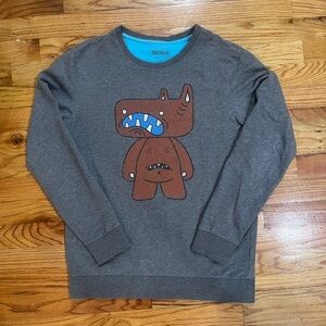 Gray Graphic Sweatshirt with Monster Design